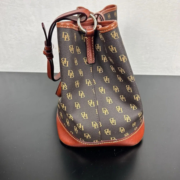 Dooney & Bourke Brown/black Gretta Perry Satchel DB Logo EUC - Picture 3 of 16